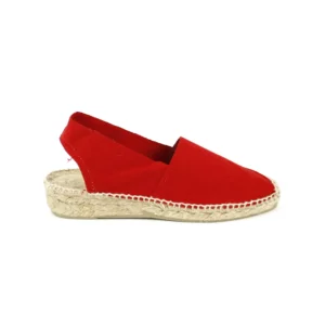 Suyute 01.4 - Alpargata en lona con cuña y talón abierto en rojo