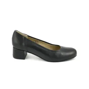 Ragazza 865 - Salón en piel lisa y tacón en piel grabada en negro