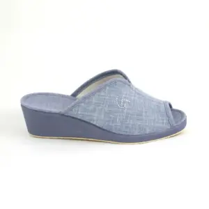 Garzón 719.123 - Chinela en lona con cuña alta y punta abierta en jeans