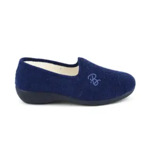 Berevere 5320 - Zapatilla cerrada en felpa y con cuña en marino