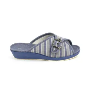 Garzón 753.088 - Chinela en lona con hebilla para regular el ancho en azul-blanco