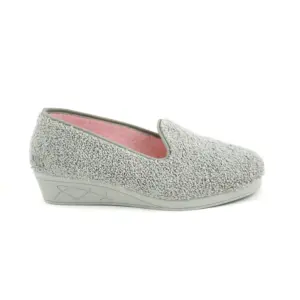 Andinas 9875 - Zapatilla cerrada en felpa con cuña alta en gris