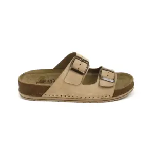 Sandalia bios de Walk & Fly en nobuk con dos hebillas en taupe
