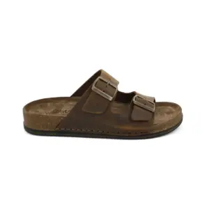 Sandalia bios Walk & Fly de hombre en piel con dos hebillas en marrón
