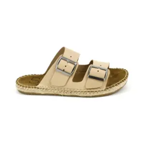 Pinky de Salvi plano en piel y con doble hebilla en camel