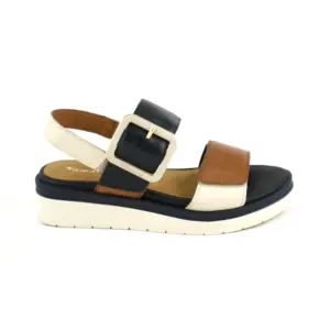Tamaris 88706 - Sandalia en piel con velcros en marino-beig