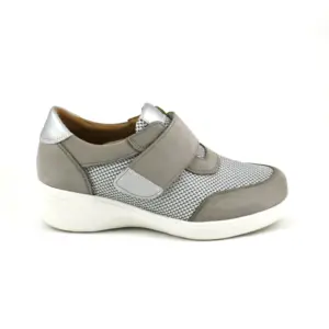 G Comfort 5254 - Sport con velcro de horma ancha y cuña alta en gris